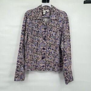 Cold water creek purple floral linen blend jacket